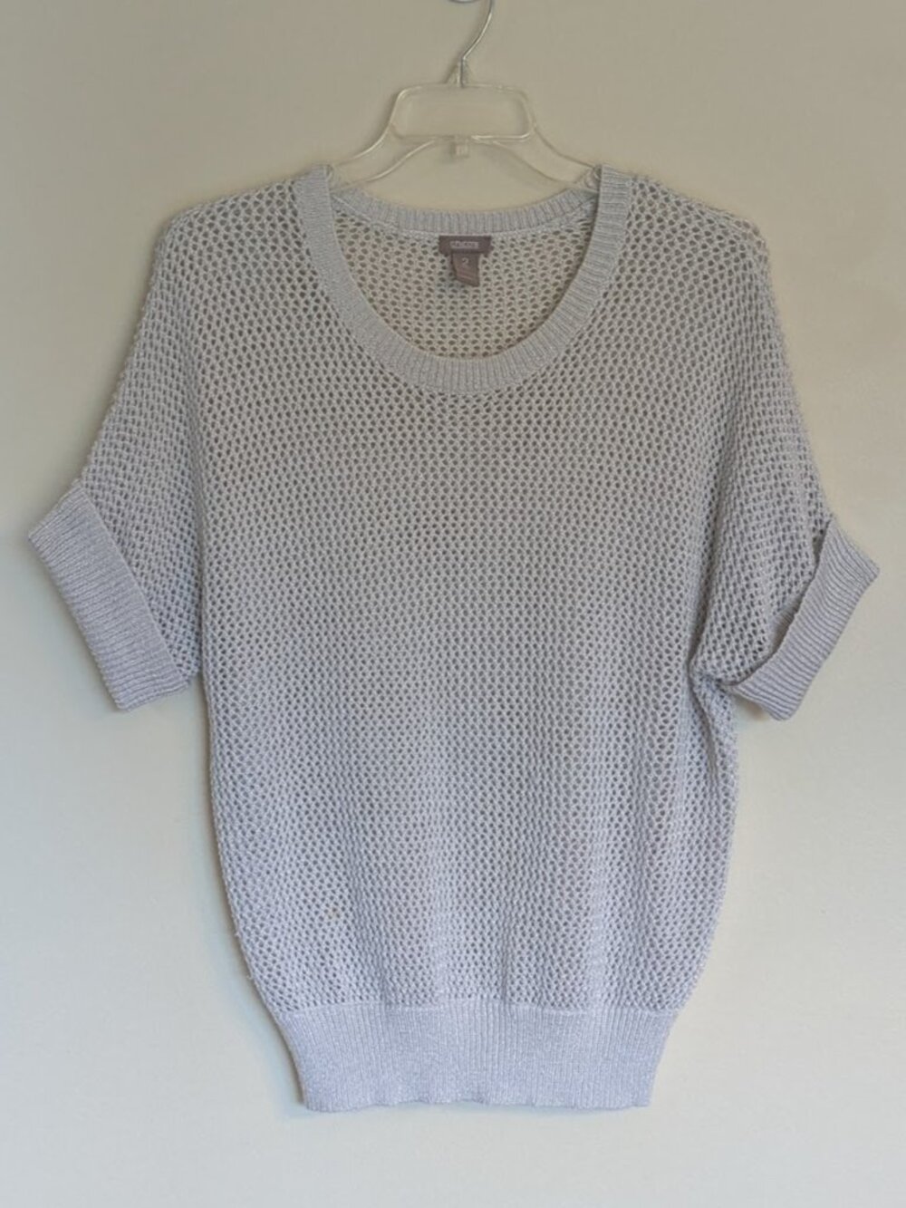 Chico's Woman’s White Oversized Summer Sweater w/ Cuff Sleeve | Size 2